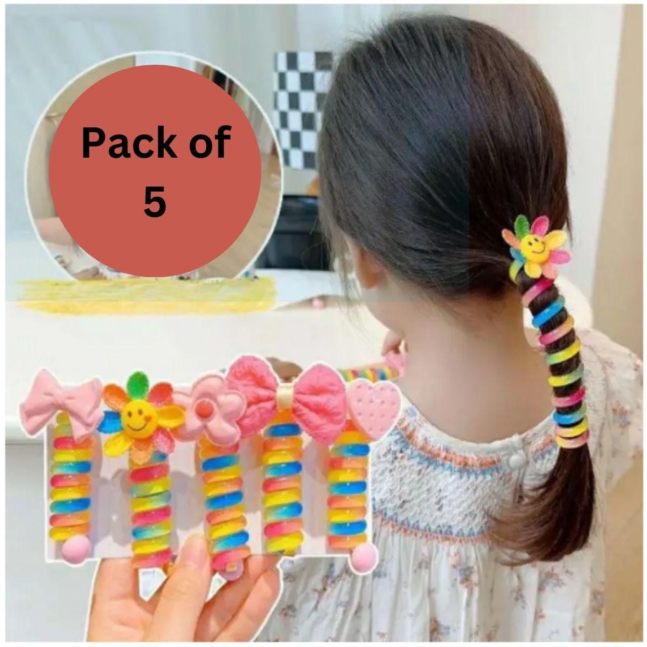 Girl Curly Colourful Spiral Hair Bands(Pack of 5)