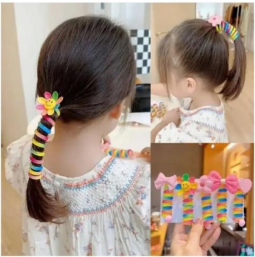 Girl Curly Colourful Spiral Hair Bands(Pack of 5)